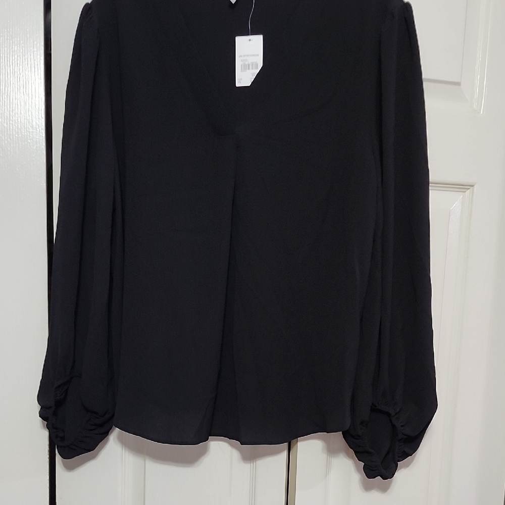 Cato Black Long Sleeve Mandarin Collar Blouse